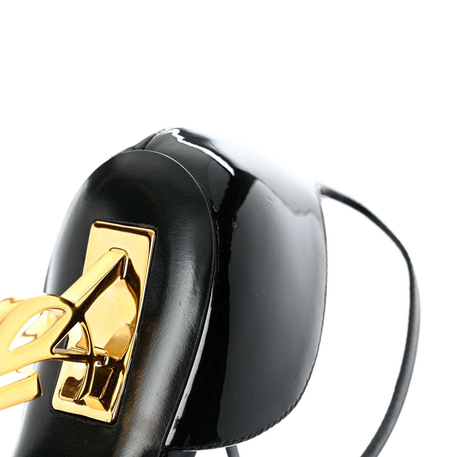 Saint Laurent Patent Calfskin Opyum 110 Sandals 38 Black Gold 9 of 11