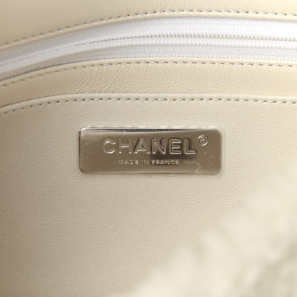 Chanel Wool Shearling Medium Single Flap Ecru Black 5 of 10
