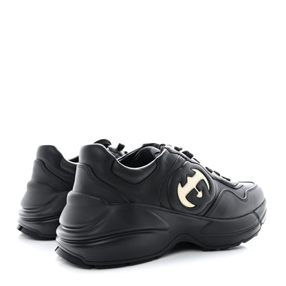 Gucci Dali Soft Calfskin Cut Out Interlocking G Womens Rhyton Sneakers 37.5 Black Ivoire 4 of 9