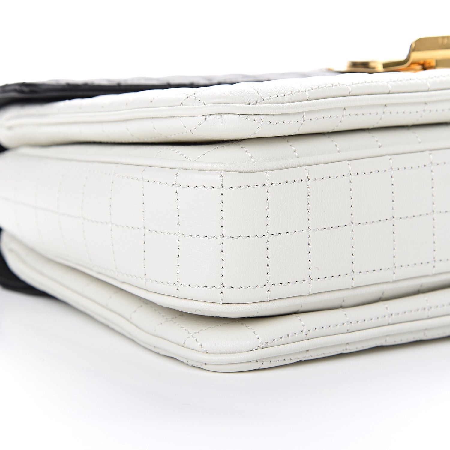 Celine Calfskin Quilted Medium C Bag Black White 9 of 10