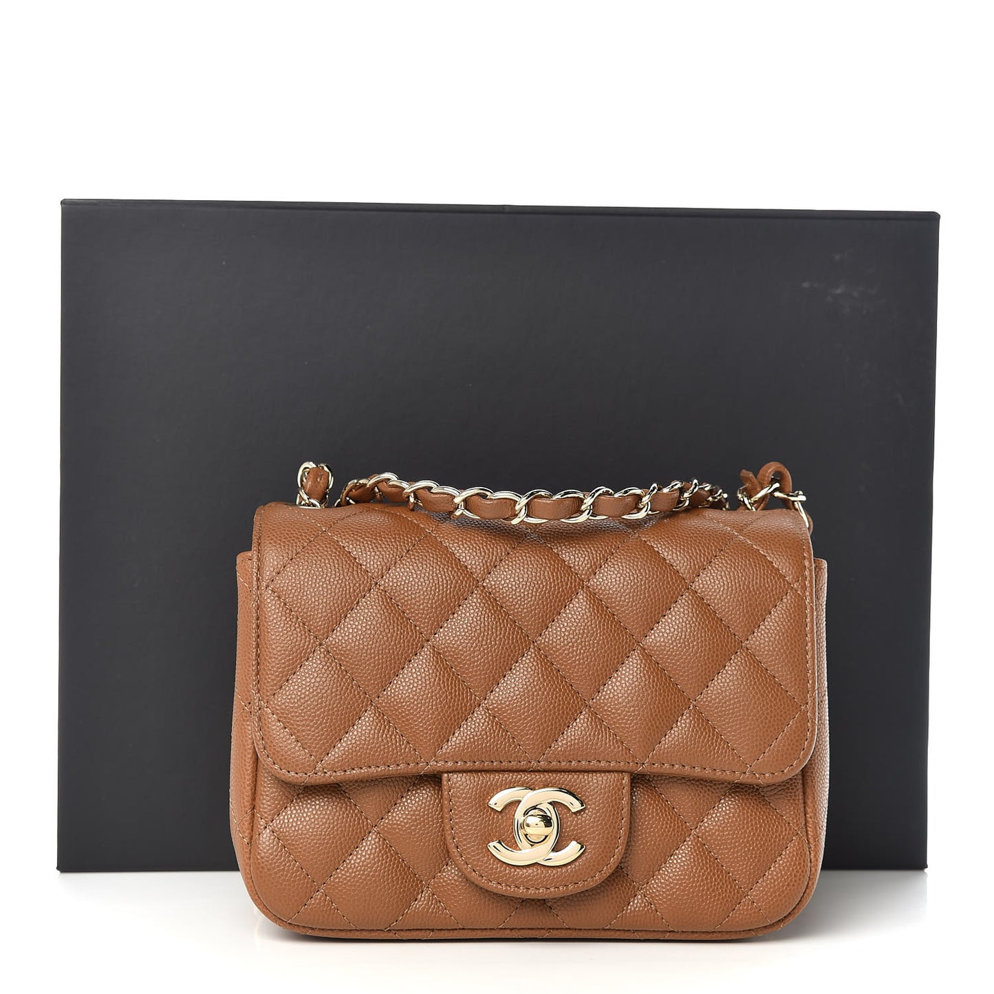 Caviar Quilted Mini Square Flap Brown
