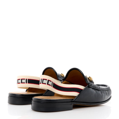 Gucci Goatskin Stripe Mens Horsebit Slingback Slippers 9 Black 4 of 10