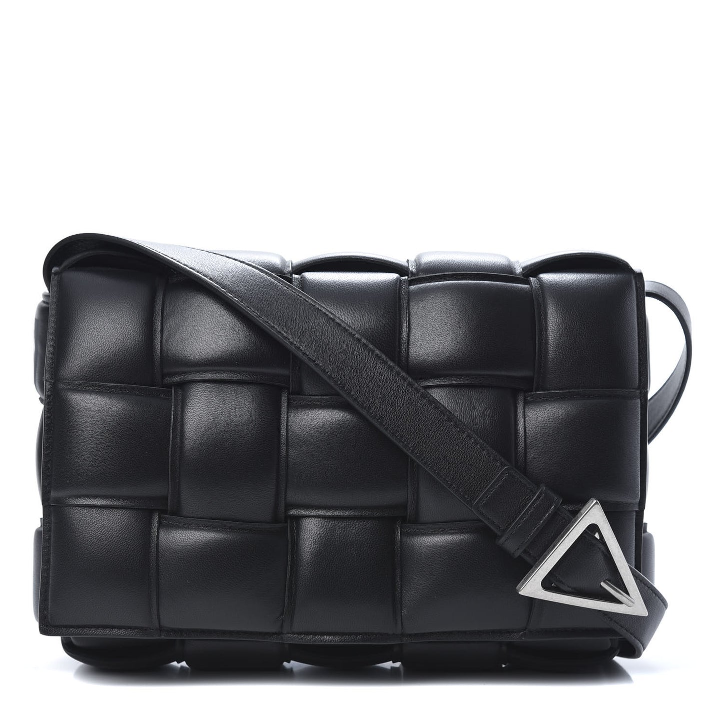 Nappa Maxi Intreccio Padded Cassette Crossbody Bag Black