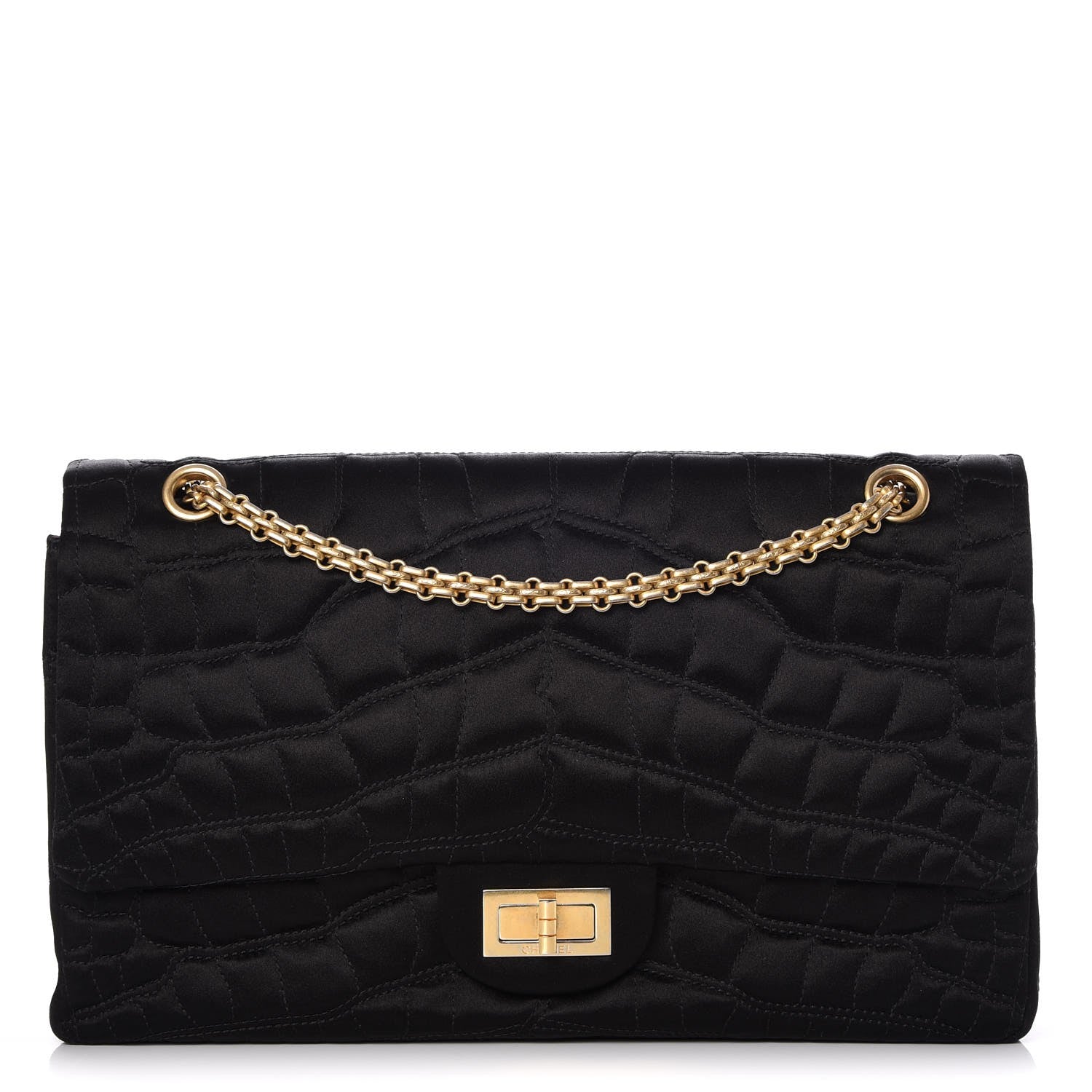 Chanel Satin Coco's Croc 2.55 Reissue 227 Flap Black 1 of 9