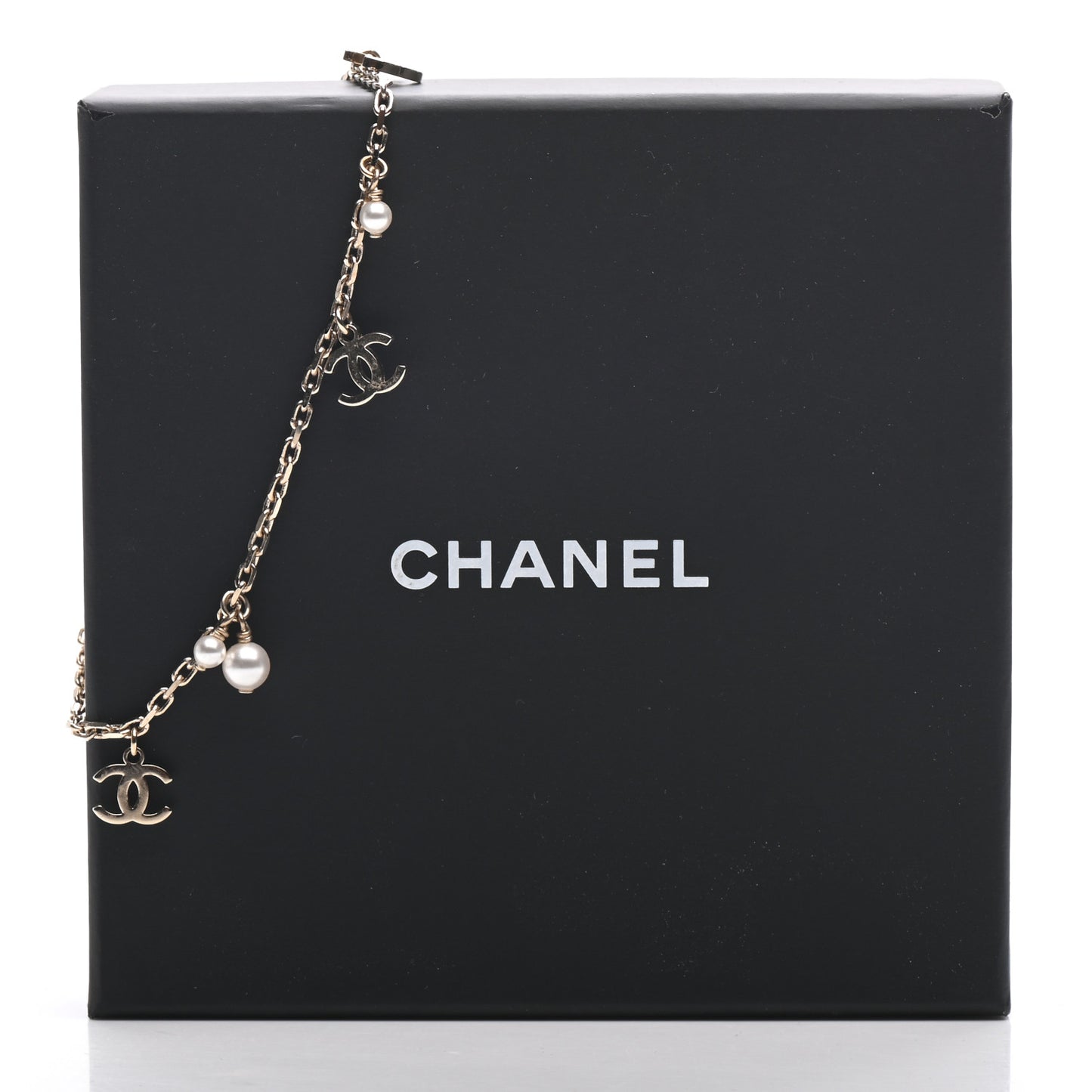 Pearl CC Chain Anklet Gold