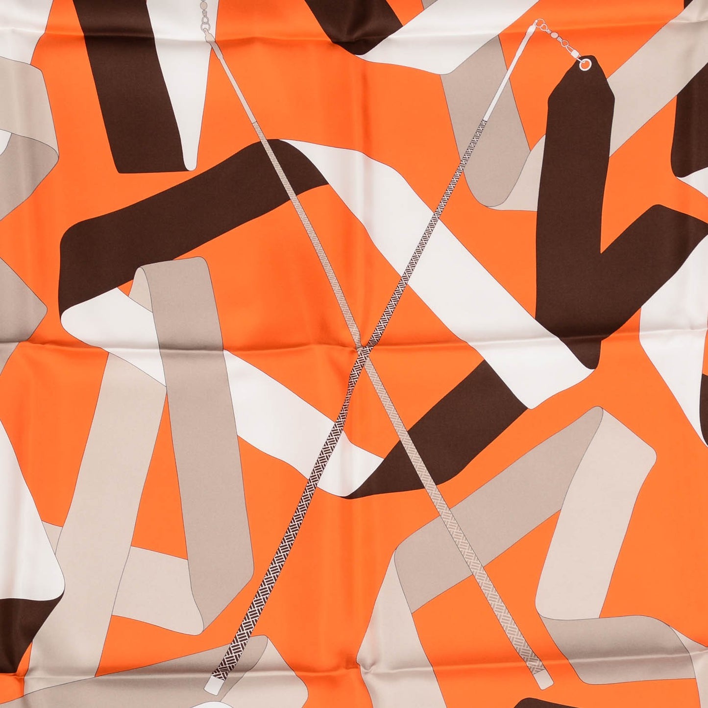 Silk En Duo Scarf 90 Orange Blanc Sepia