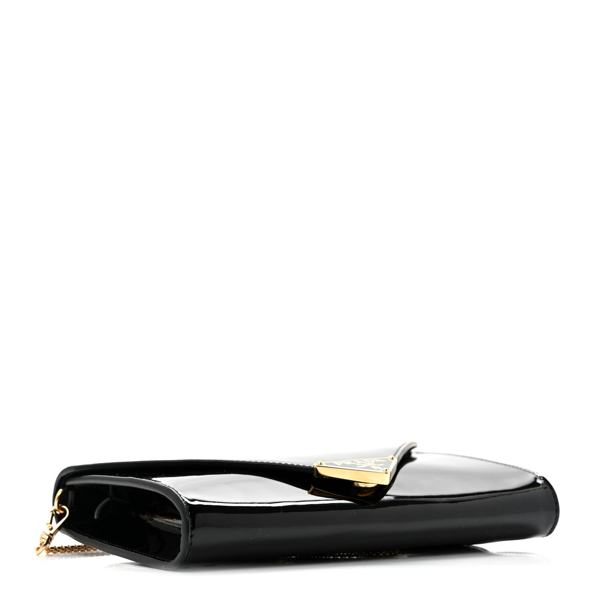 Vernice Metal Triangle Logo Clutch Black