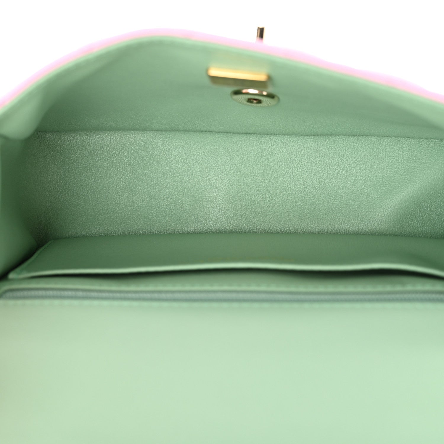 Chanel Lambskin Quilted Mini Top Handle Rectangular Flap Pink Green Pink Green 5 of 10