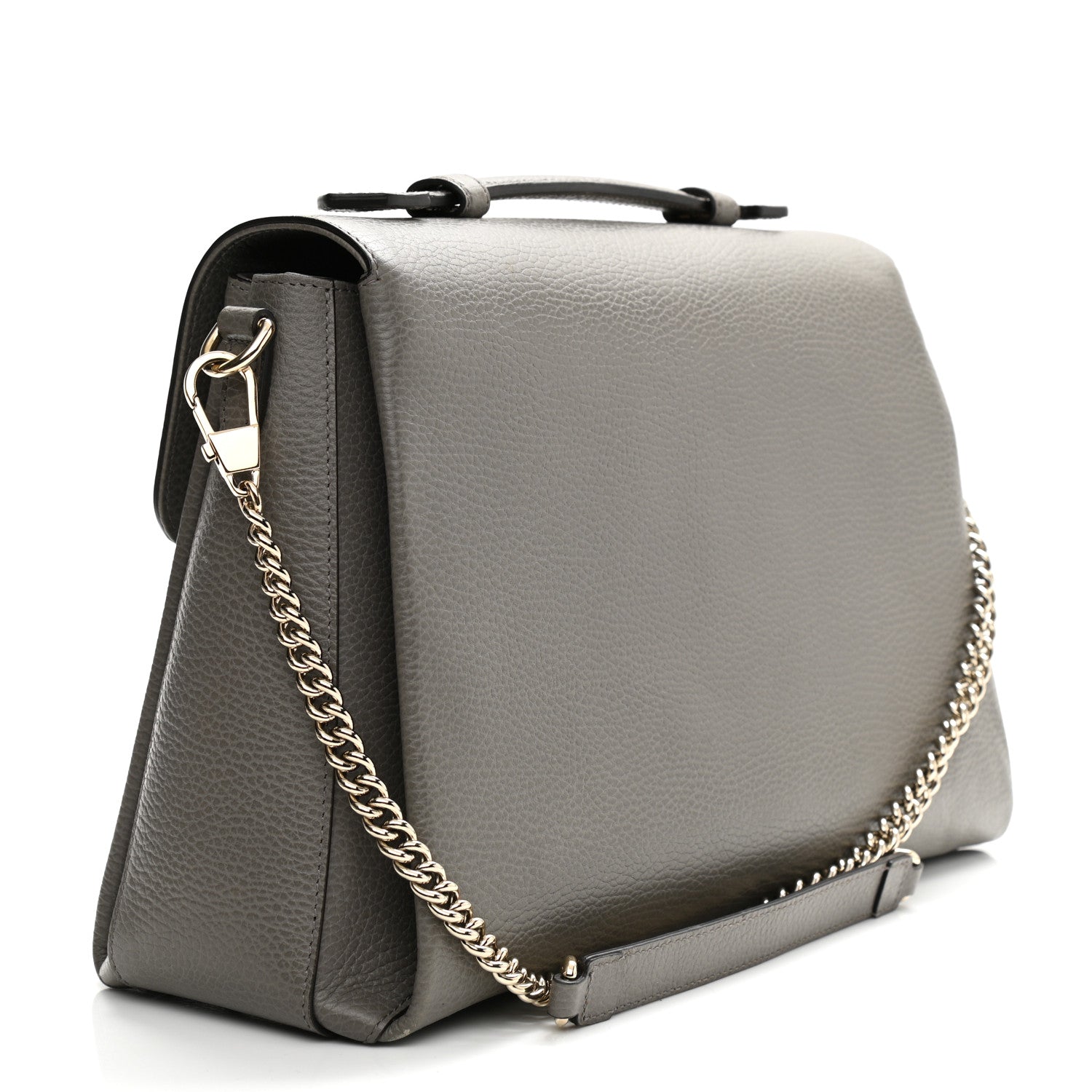 Gucci Dollar Calfskin Medium Interlocking G Top Handle Shoulder Bag Loess 3 of 9