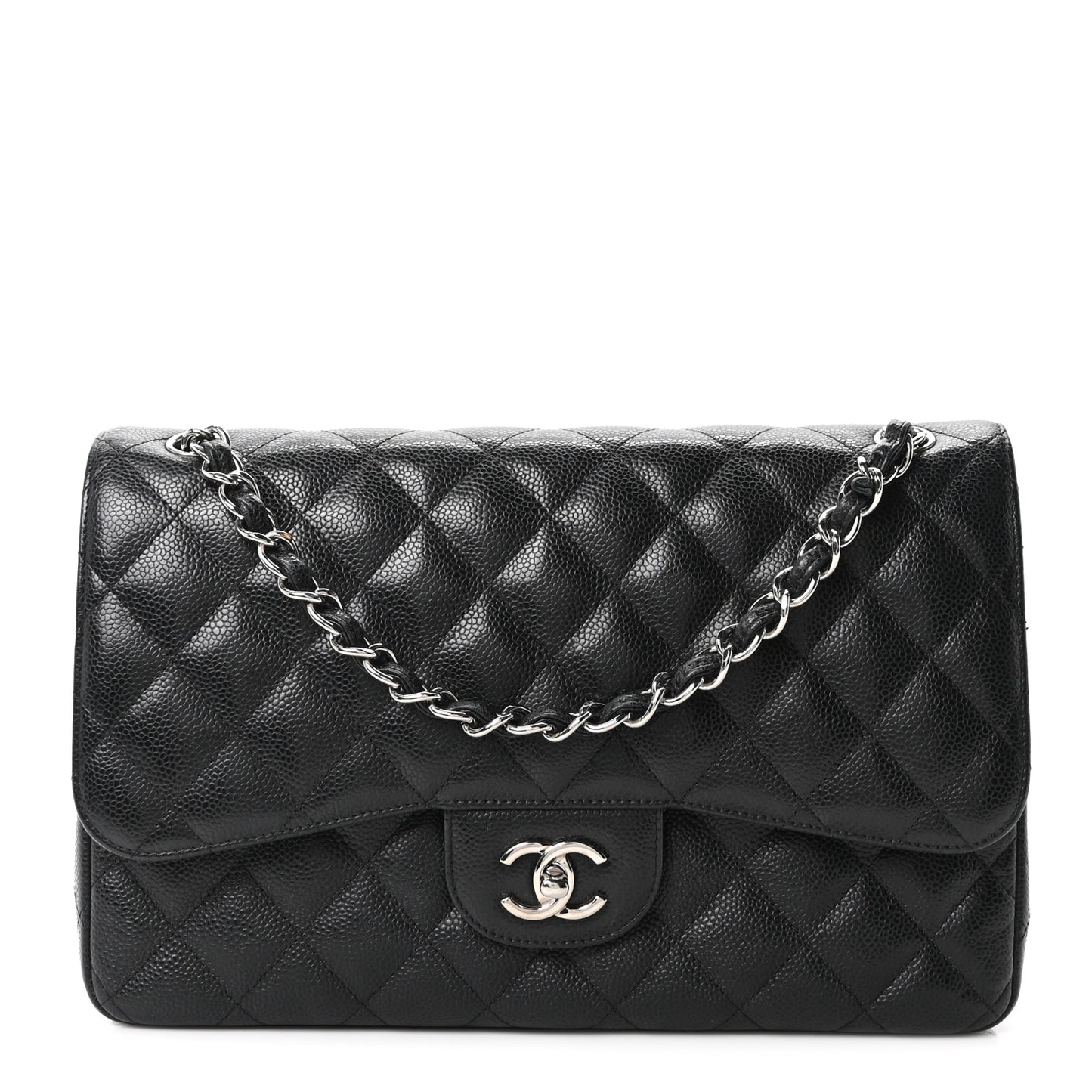 Caviar Quilted Jumbo Double Flap Black