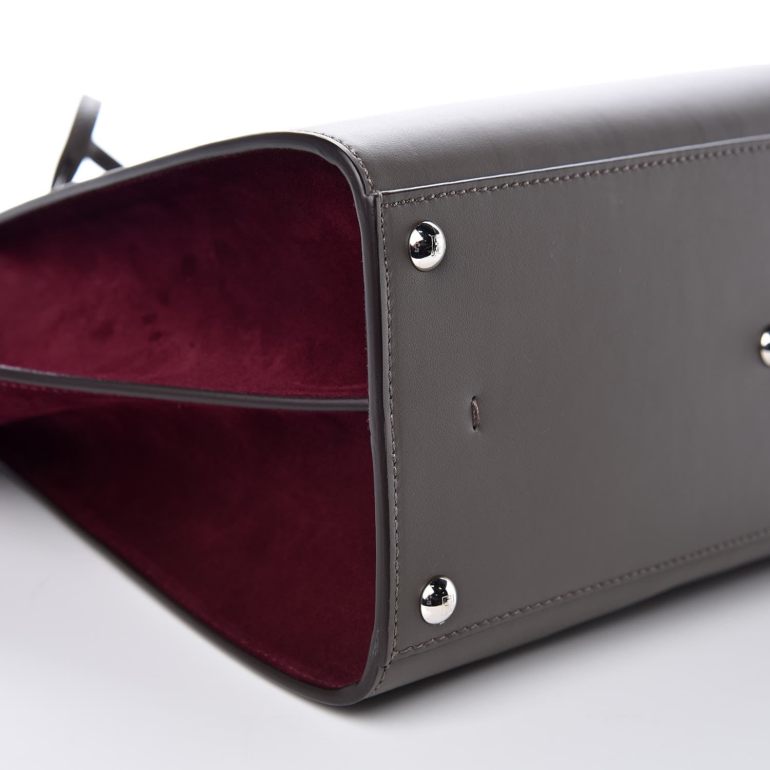 Fendi Vitello Baltico Kore Petite 3jours Tote Carbone Bordeaux 5 of 11