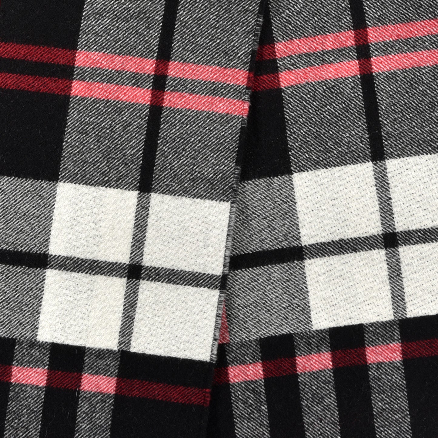 Cashmere Giant Check Fringe Scarf Navy