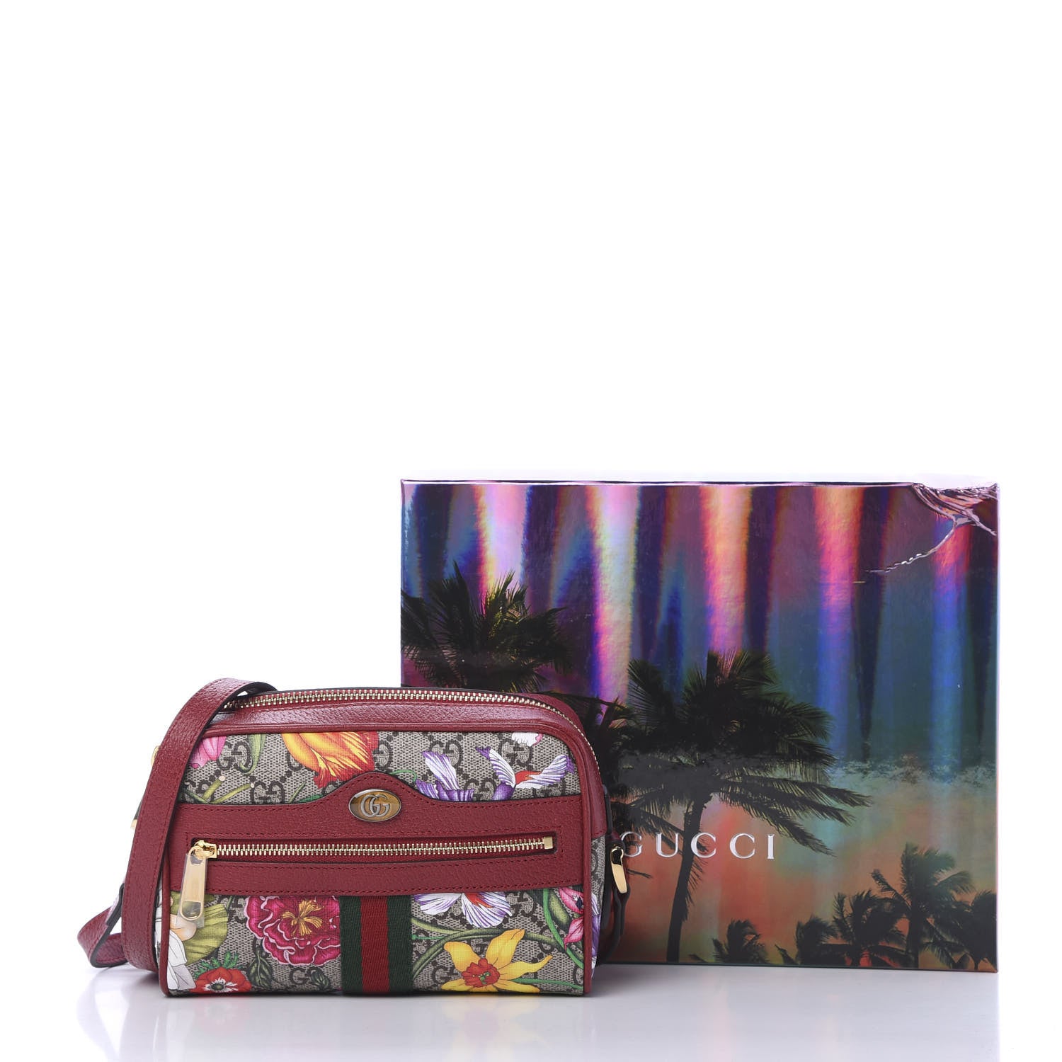 Gucci GG Supreme Monogram Flora Web Mini Ophidia Shoulder Bag Red 10 of 10