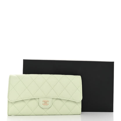 Chanel Caviar Quilted Large Gusset Flap Wallet Light Green 9 of 9