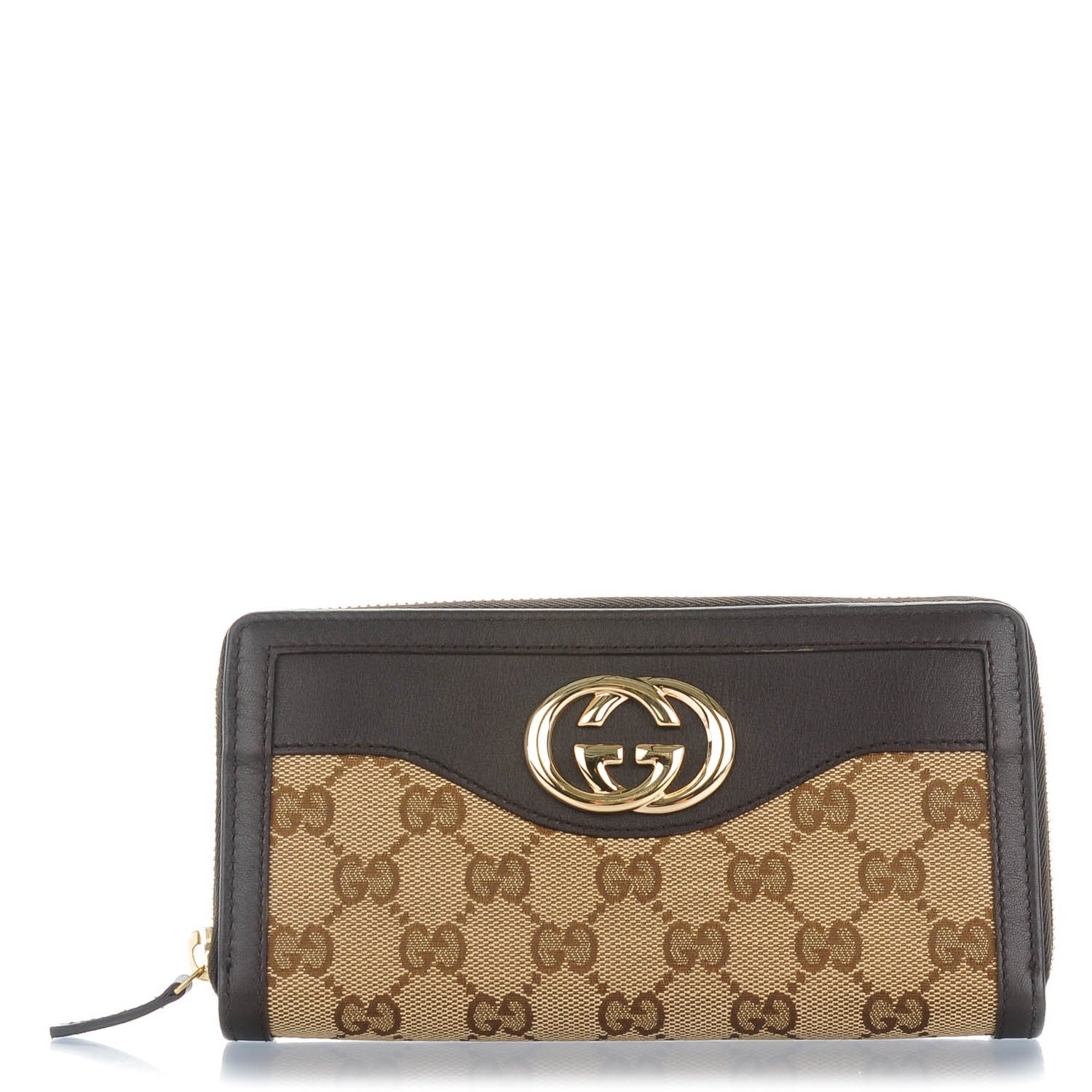 Gucci Monogram Margaux Calfskin Sukey Zip Around Wallet Beige Ebony Cocoa 1 of 7