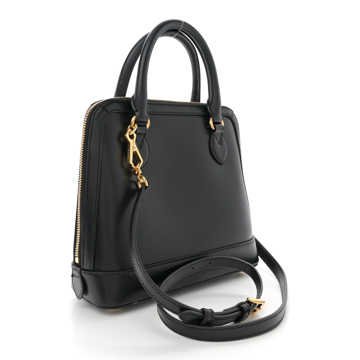 Gucci Boarded Plutone Calfskin Small Horsebit 1955 Top Handle Bag Black 3 of 15