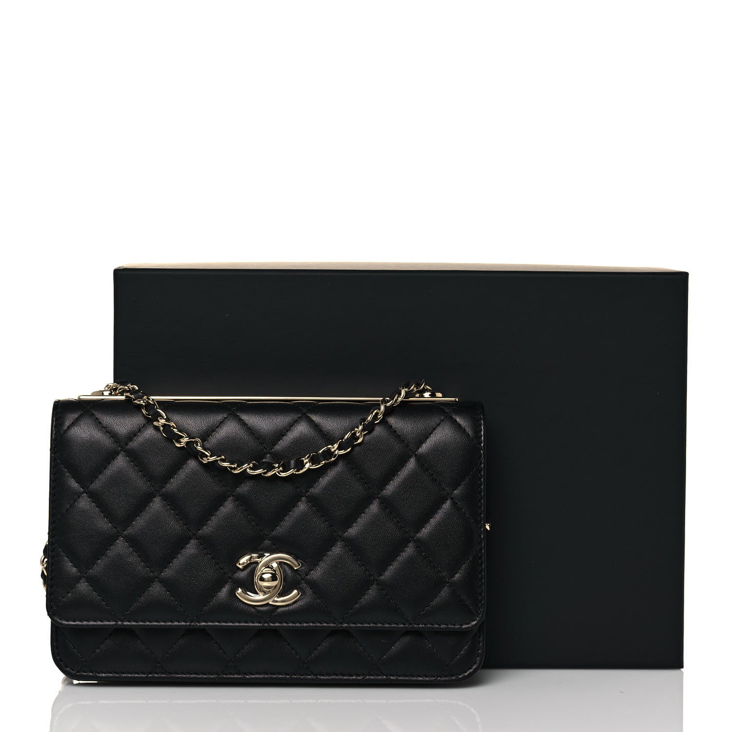 Chanel Lambskin Quilted Trendy CC Wallet On Chain WOC Black 14 of 14