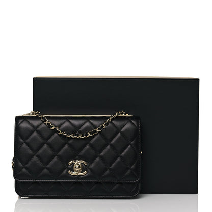 Chanel Lambskin Quilted Trendy CC Wallet On Chain WOC Black 14 of 14