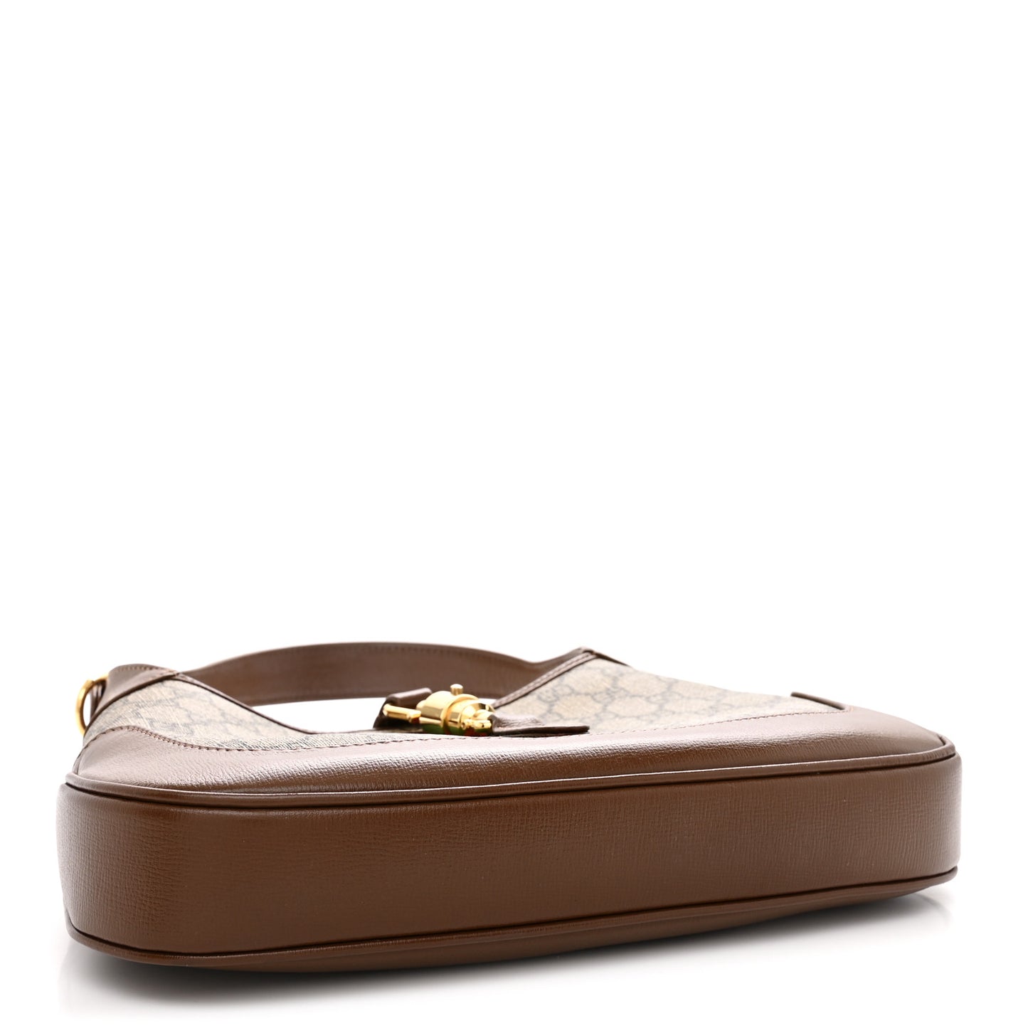 GG Supreme Monogram Azalea Calfskin Web Small Jackie 1961 Hobo Beige Ebony Brown Sugar