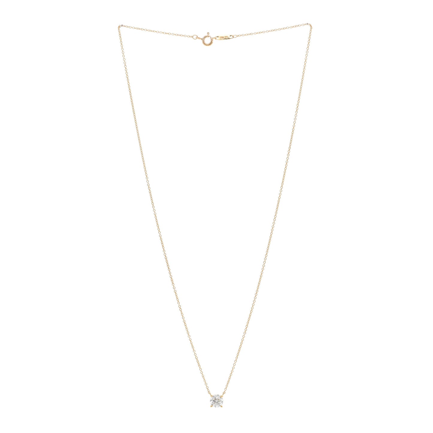 18K Yellow Gold Diamond .78ct Solitaire Pendant Necklace