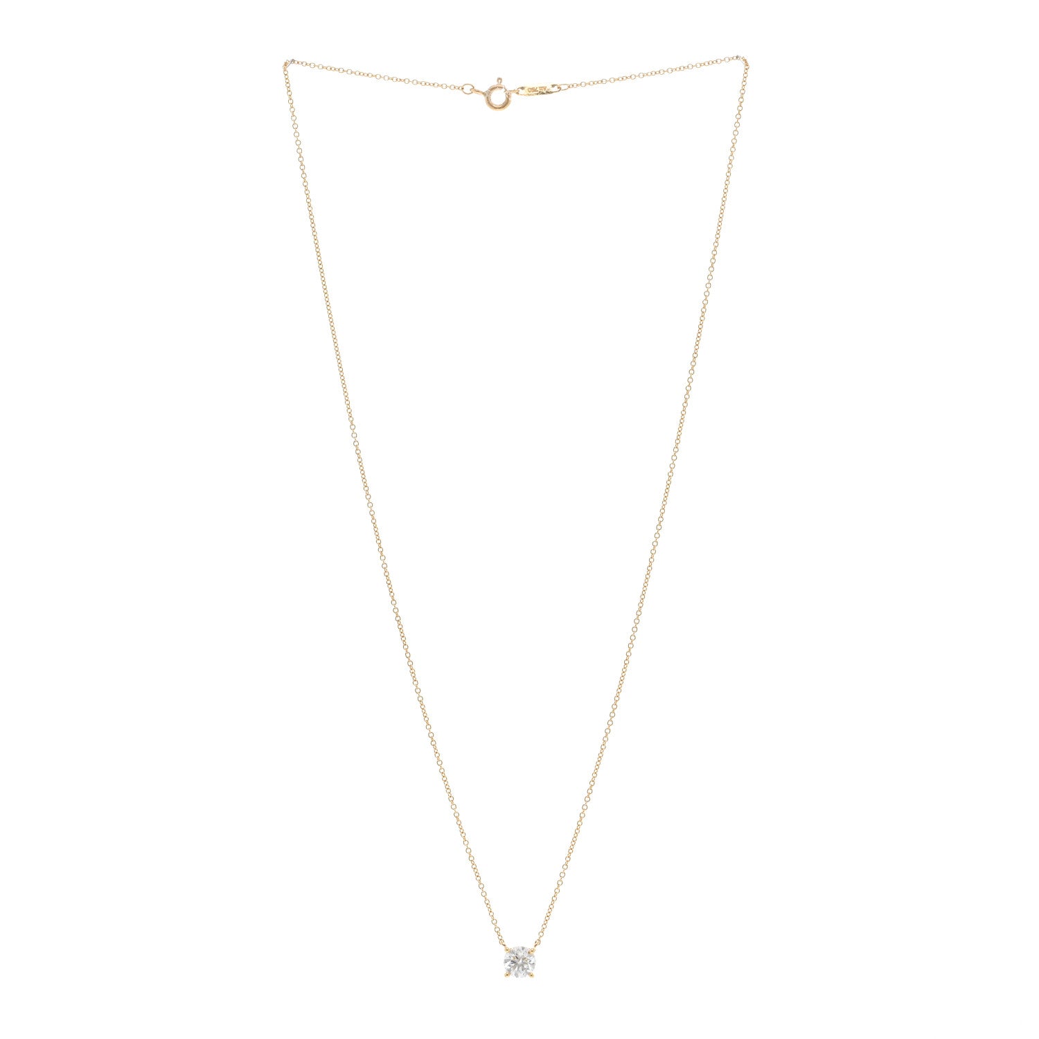 Tiffany 18K Yellow Gold Diamond .78ct Solitaire Pendant Necklace 3 of 5