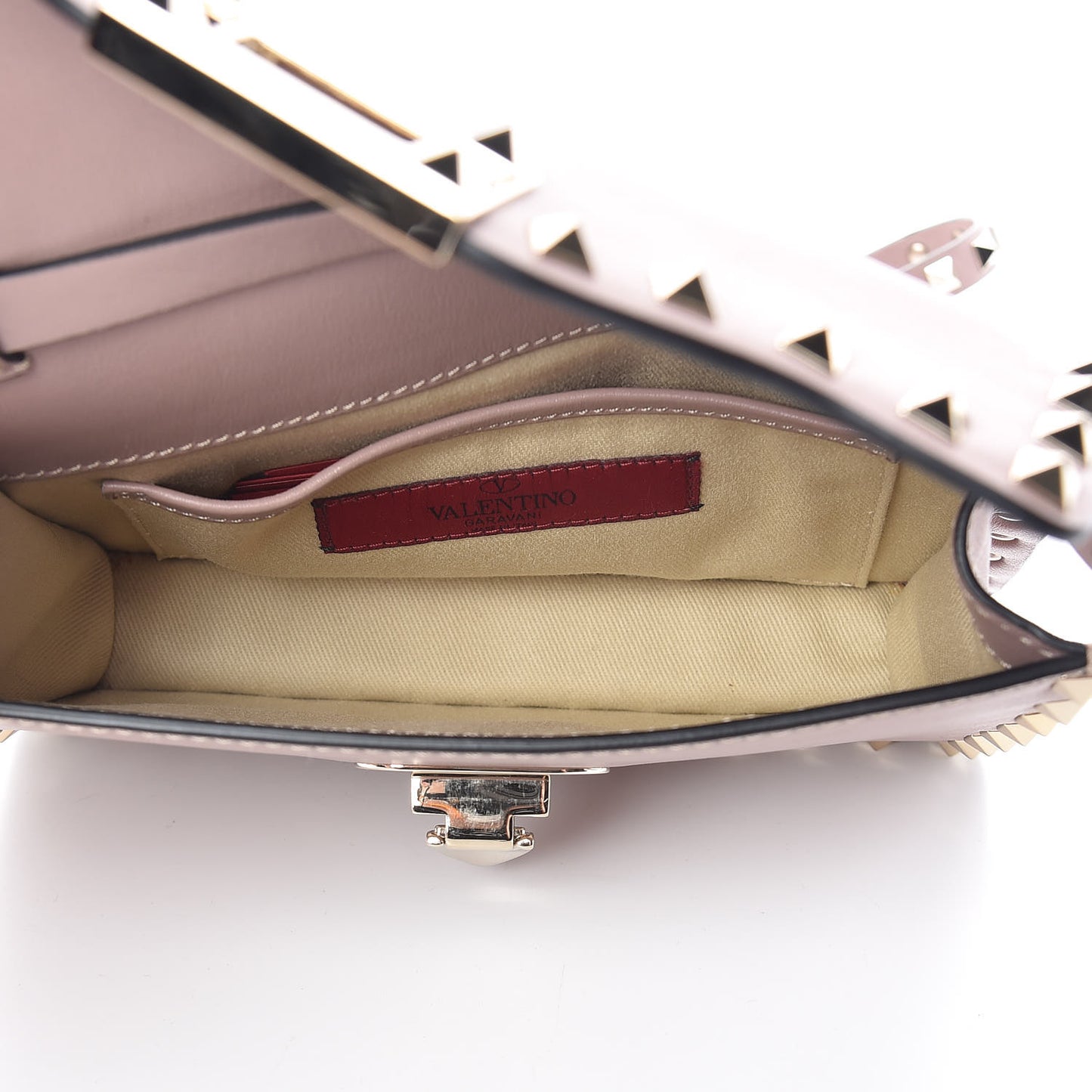 Vitello Rockstud Shoulder Flap Bag Poudre