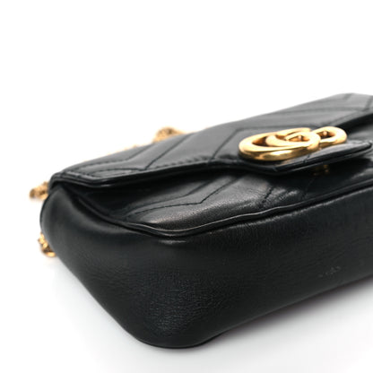 Gucci Calfskin Matelasse Super Mini GG Marmont Shoulder Bag Black 8 of 10