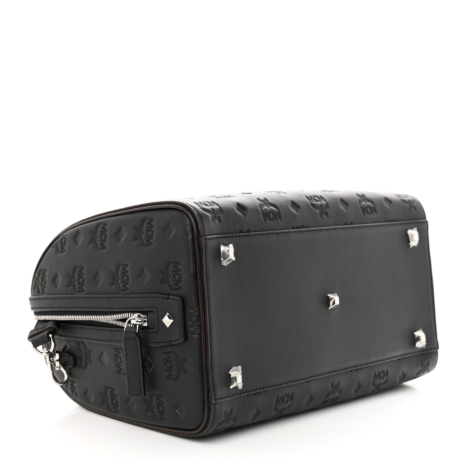 MCM Calfskin Ottomar Monogram Essential Boston Bag Black 4 of 9