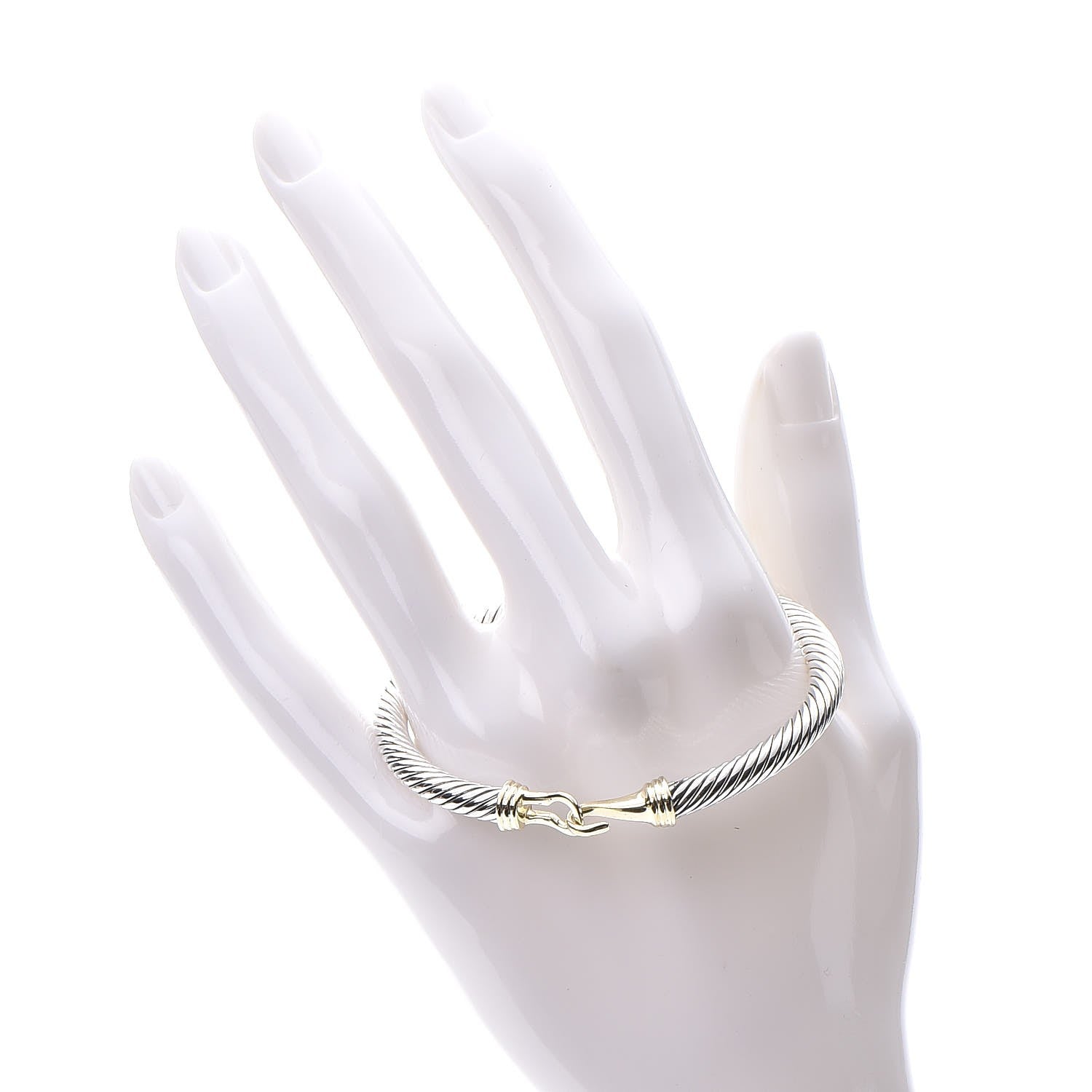 David Yurman Sterling Silver 14K Yellow Gold 5mm Cable Classic Buckle Bracelet 2 of 4
