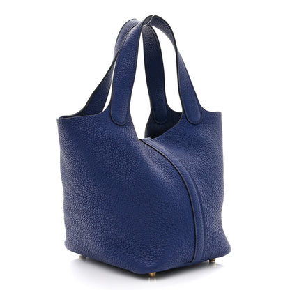 Hermes Taurillon Clemence Picotin Lock 18 PM Bleu Saphir 3 of 11