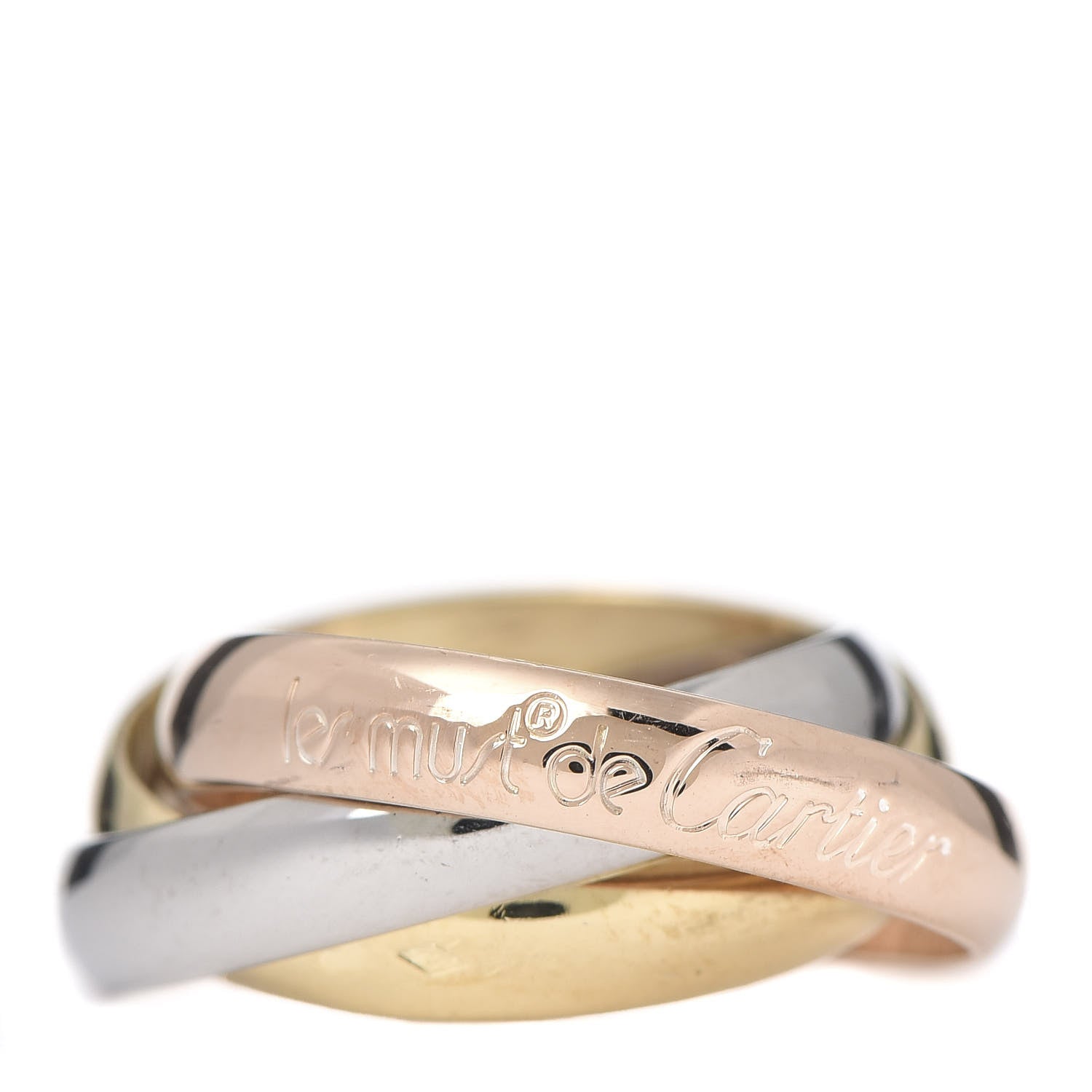 Cartier 18K Pink Yellow White Gold Classic Les Must De Trinity Ring 49 4.75 1 of 4