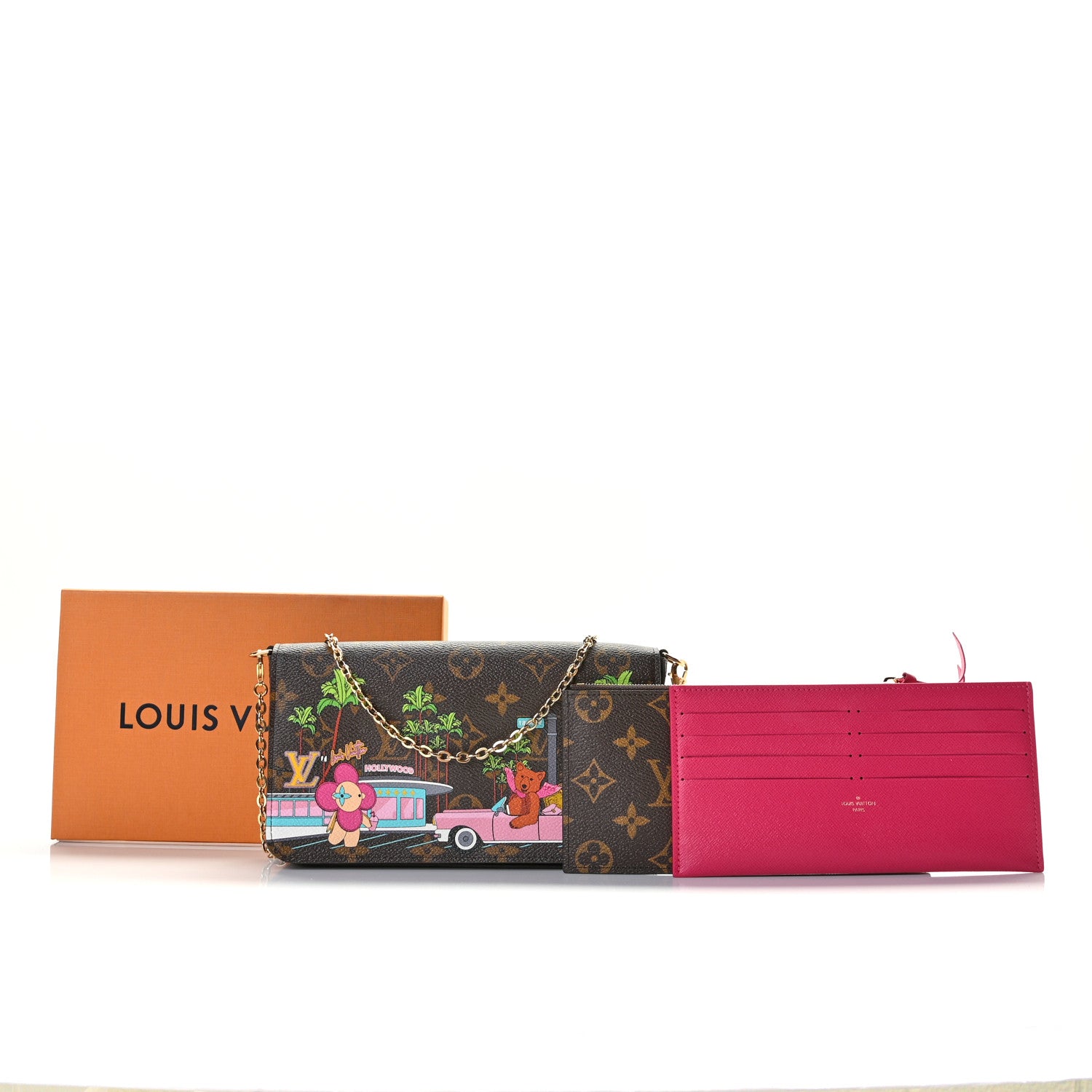 Louis Vuitton Monogram 2021 Christmas Animation Hollywood Pochette Felicie Chain Wallet Fuchsia 11 of 11
