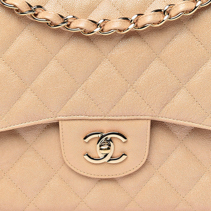 Chanel Iridescent Caviar Quilted Jumbo Double Flap Beige 10 of 11