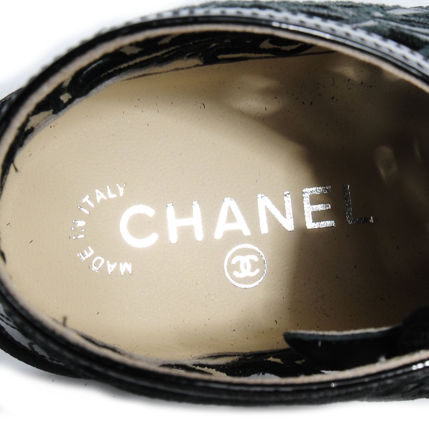 Chanel Patent Grained Goatskin Laser Cut Camellia High Tops 40 Black 7 of 7