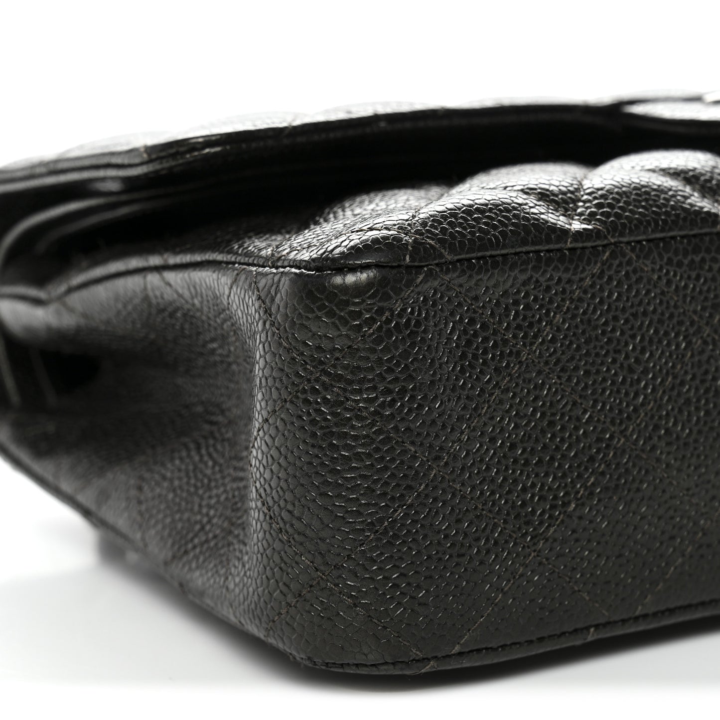 Metallic Caviar Quilted Medium Double Flap Dark Charcoal