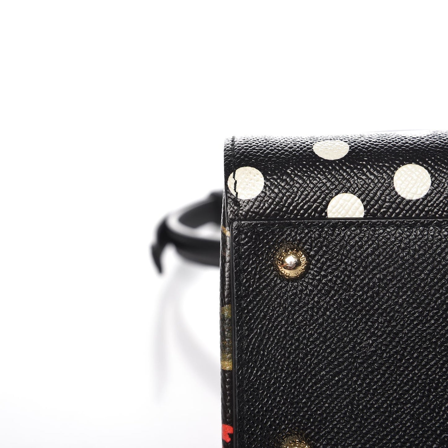 Dauphine Polka Dot Floral Print Medium Miss Sicily Satchel Black