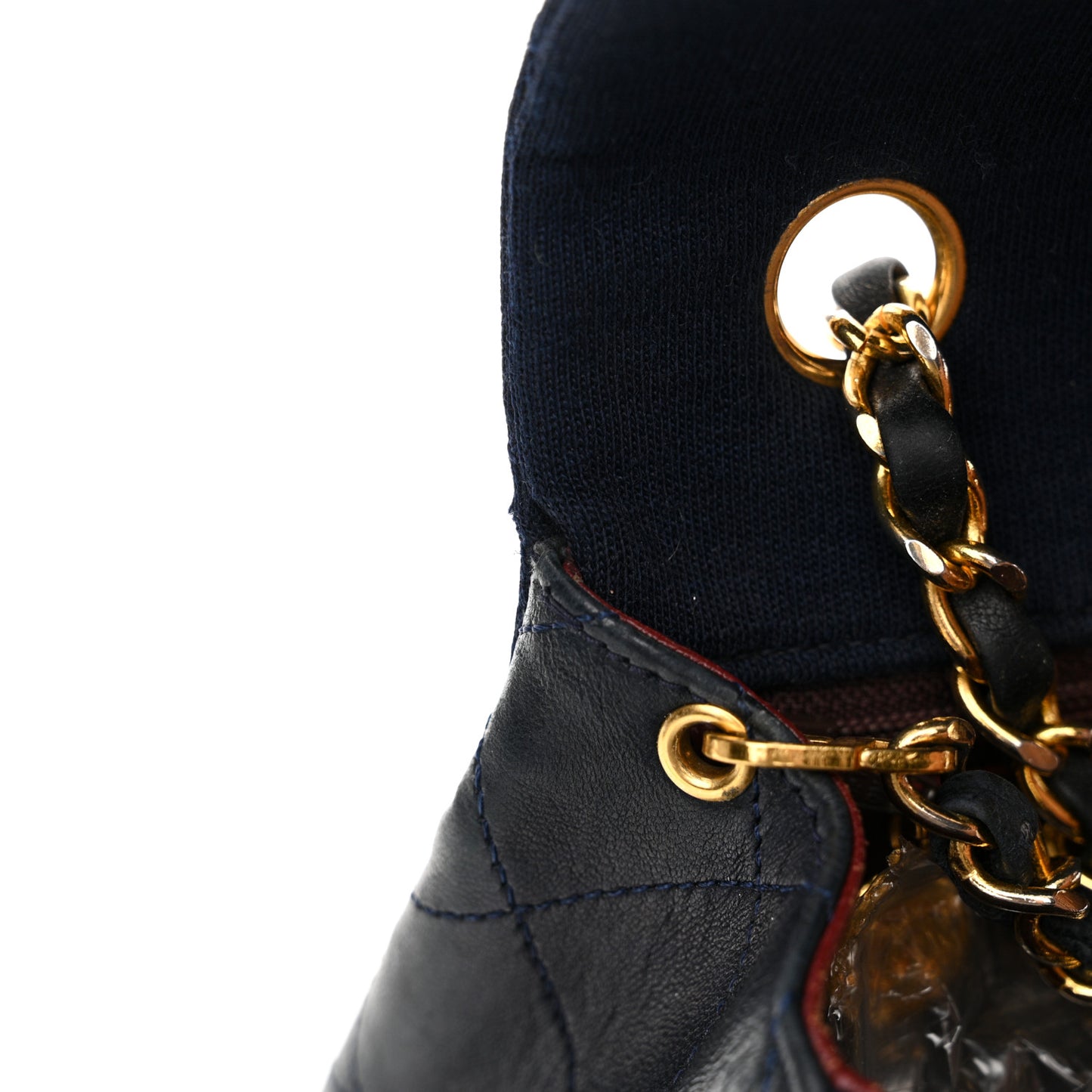 Jersey Lambskin Quilted Mini Square Flap Navy