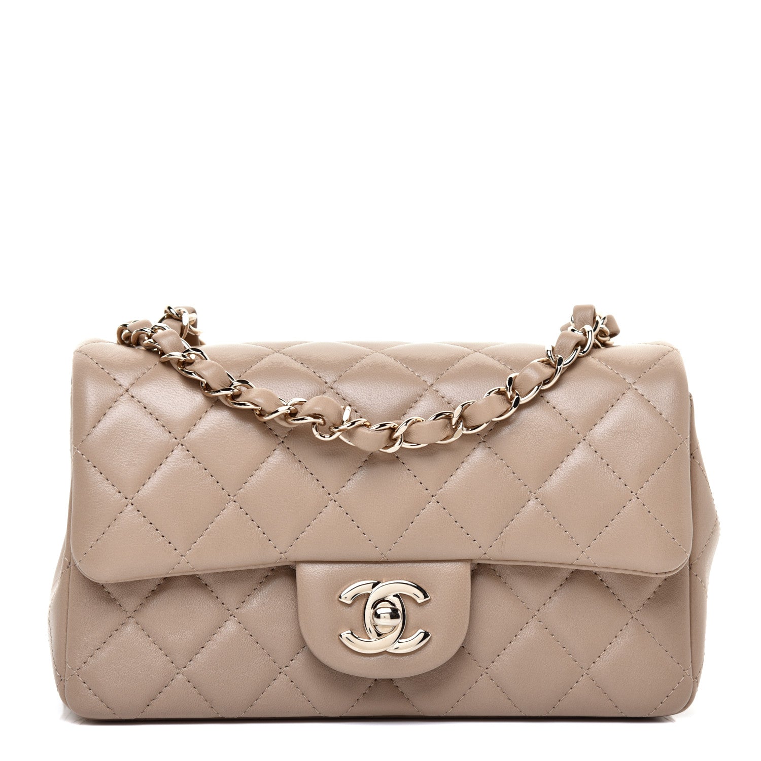 Chanel Lambskin Quilted Mini Rectangular Flap Dark Beige 1 of 11
