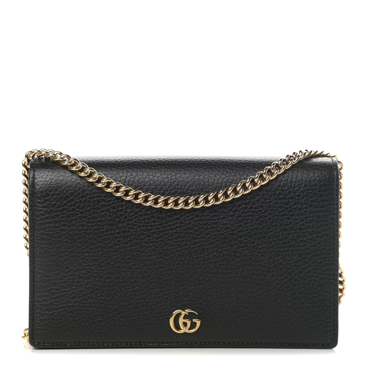 Calfskin Mini GG Marmont Chain Wallet Black