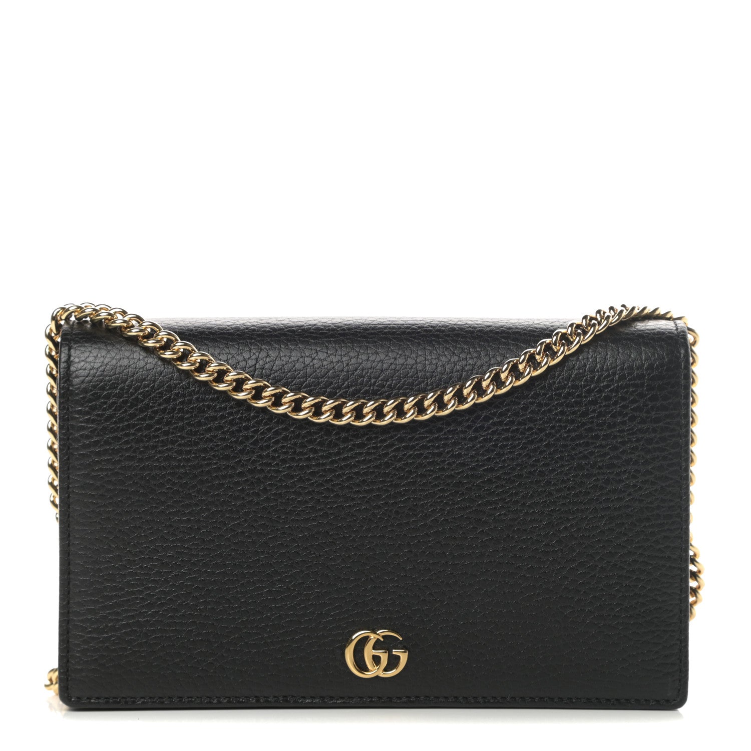Gucci Calfskin Mini GG Marmont Chain Wallet Black 1 of 11