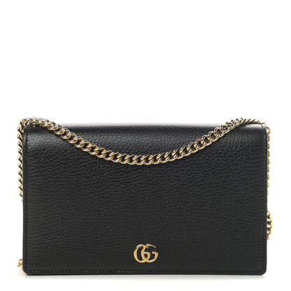 Gucci Calfskin Mini GG Marmont Chain Wallet Black 1 of 11