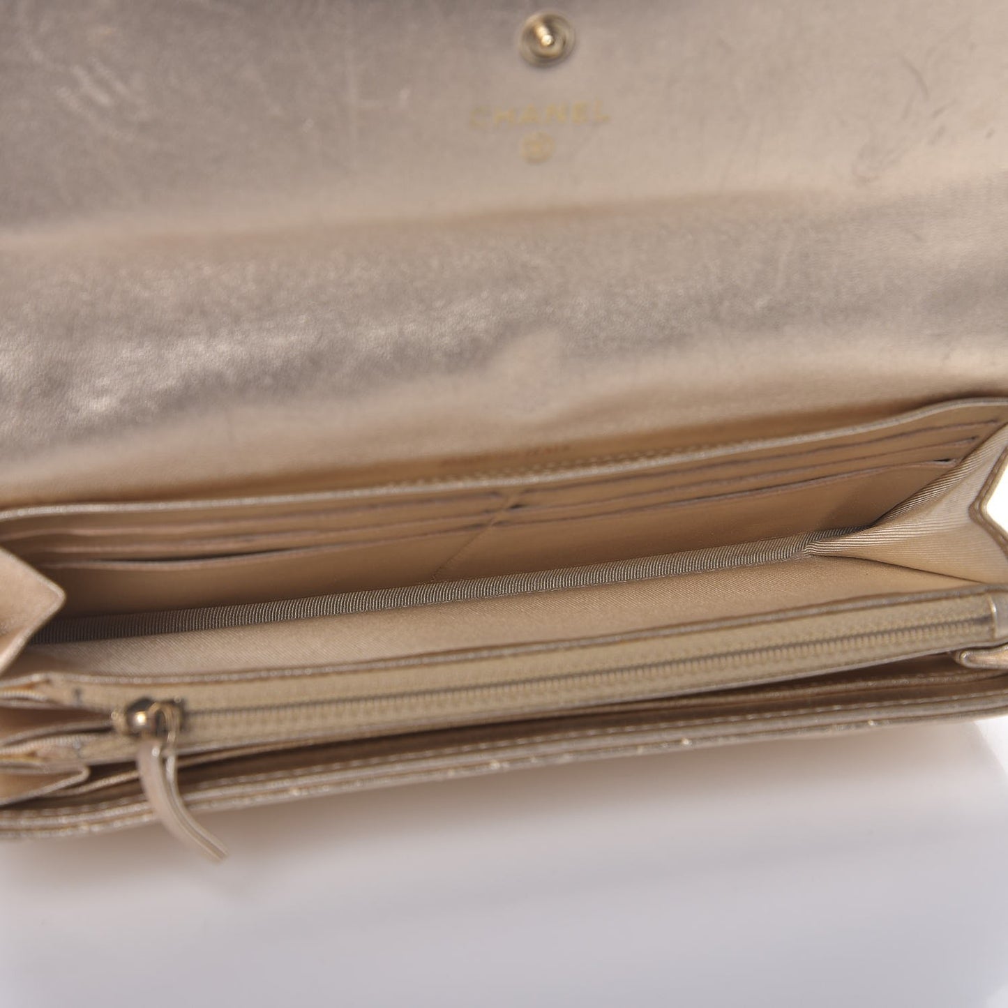 Metallic Quilted Flap Wallet Gold
