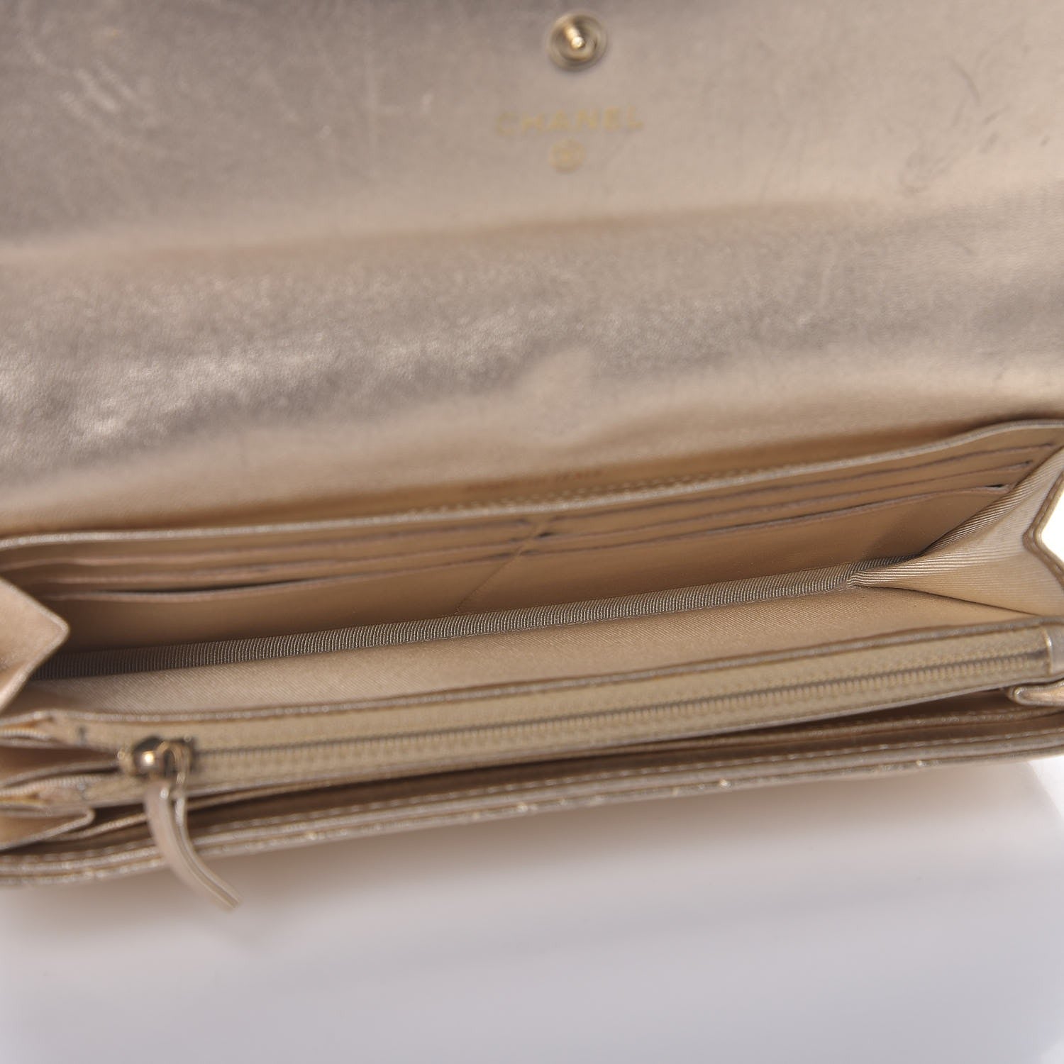 Chanel Metallic Quilted Flap Wallet Gold 5 of 13