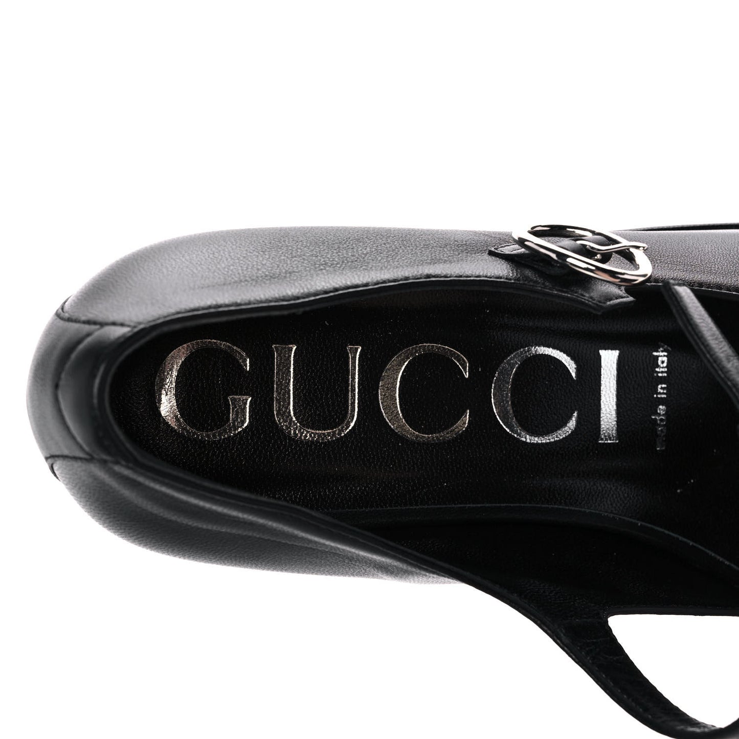 Calfskin T-Strap Mary Jane Platform Low-Heel Pumps 37.5 Black
