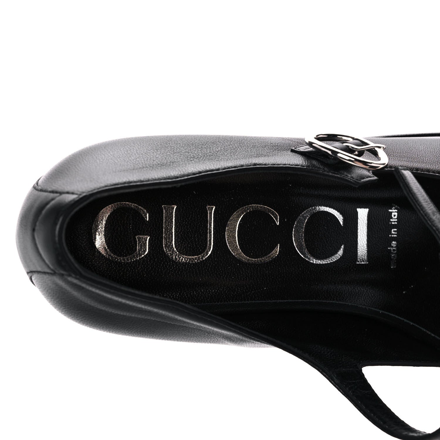 Gucci Calfskin T-Strap Mary Jane Platform Low-Heel Pumps 37.5 Black 7 of 10