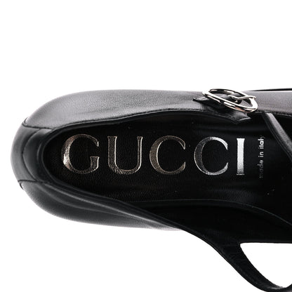 Gucci Calfskin T-Strap Mary Jane Platform Low-Heel Pumps 37.5 Black 7 of 10