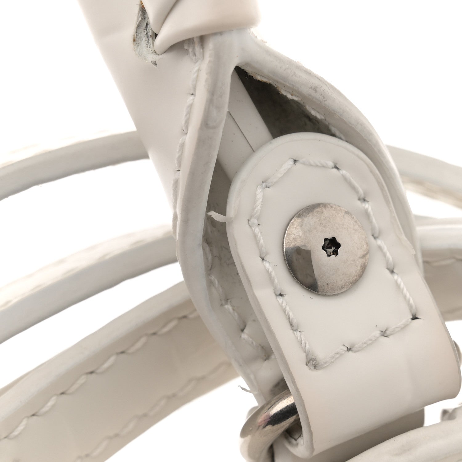 Balenciaga Semi Shiny Calfskin Crocodile Embossed Neo Classic Silver Hardware Mini City White 16 of 17