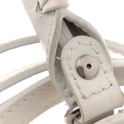 Balenciaga Semi Shiny Calfskin Crocodile Embossed Neo Classic Silver Hardware Mini City White 16 of 17