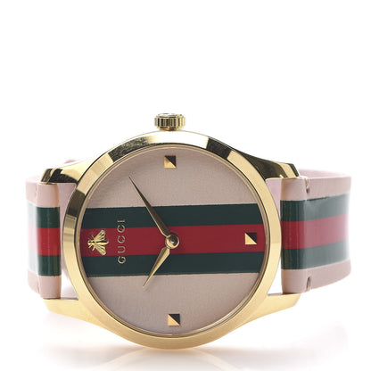 Gucci Stainless Steel Calfskin 38mm G-Timeless Stripe Web Quartz Watch Pink 3 of 6