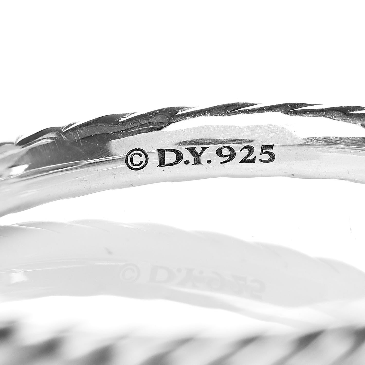 David Yurman Sterling Silver Pave Diamond 7mm Petite Cable Ring 53 6.5 5 of 5